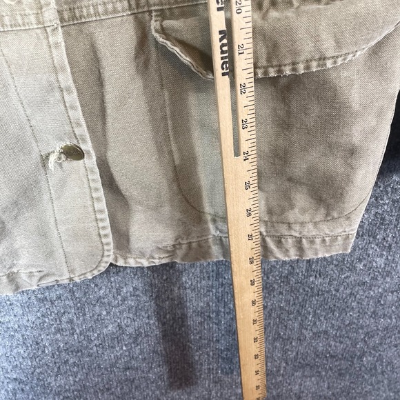 Vtg LL Bean Jacket Womens Large Beige Canvas Chore Barn Coat Shacket 80s Retro - Picture 14 of 16